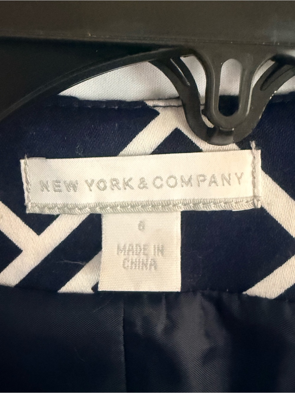 New York & Company Navy and White Grid-Print Blazer - Picture 3 of 3